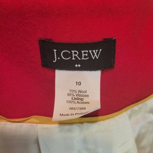 J. Crew Red Wool Blend Double Breasted Cropped Pea Coat SZ 10 - Picture 11 of 12